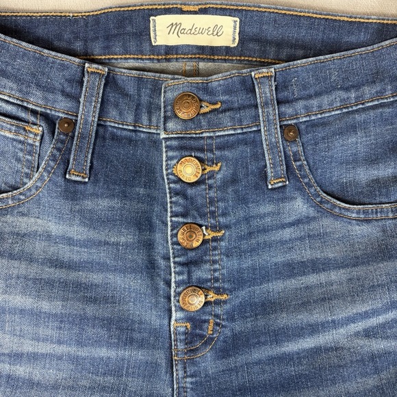 Madewell 10" high rise Women skinny Jeans button fly chewed raw hem  size 26 T - Picture 3 of 12